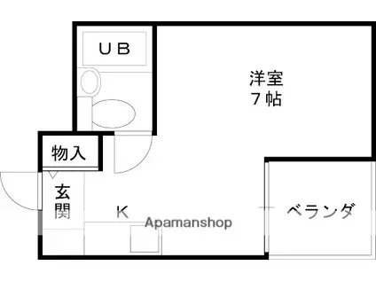 トクワⅠ(ワンルーム/2階)の間取り写真