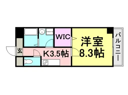 ケイクリスタルⅡ(1K/2階)の間取り写真