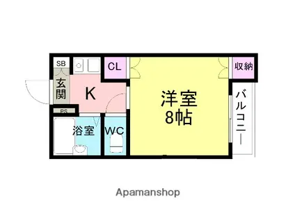 パセオ武庫(1K/1階)の間取り写真