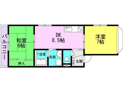 ハイツコスモ(2LDK/1階)の間取り写真