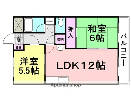 橋本第3マンション(2LDK/3階)の間取り写真