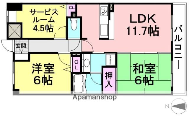 サンシティ尼崎西難波(2SLDK/8階)の間取り写真