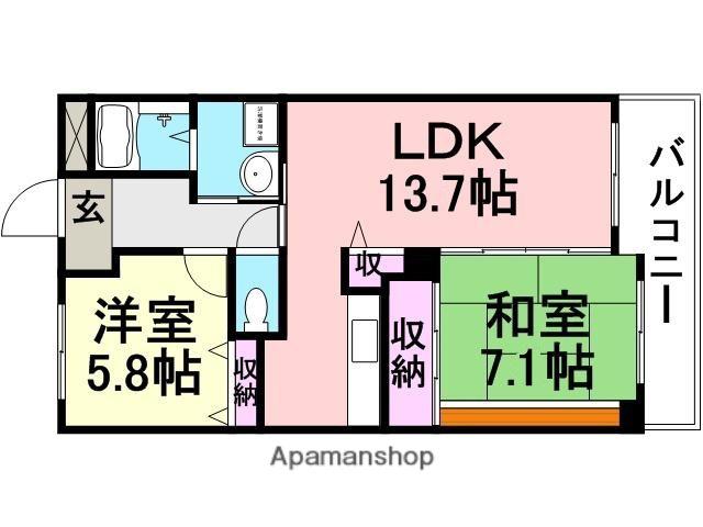 BONHEUR T・K(2LDK/2階)の間取り写真