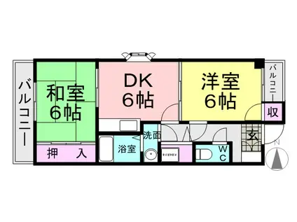 パークヒルズ津田(2DK/2階)の間取り写真