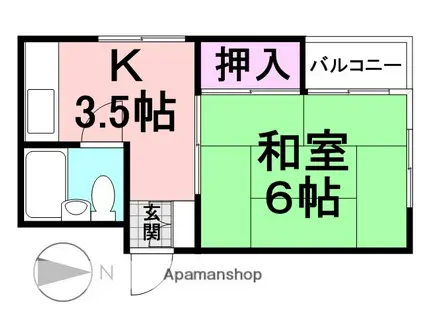 エメラルド尾浜パート1(1K/2階)の間取り写真