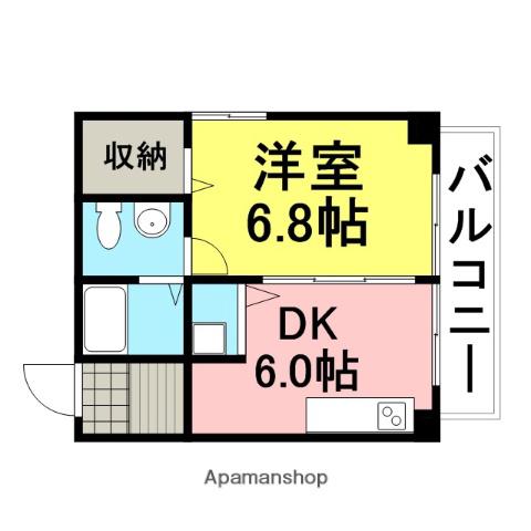 コスモハイツ(1DK/2階)の間取り写真