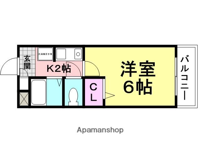ハッピー塚口(1K/3階)の間取り写真