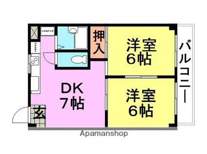 アルファ(2DK/3階)の間取り写真