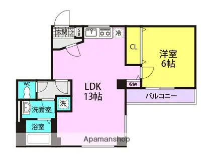 共栄コーポラス(1LDK/3階)の間取り写真