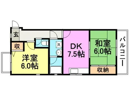 花みずき(2DK/1階)の間取り写真