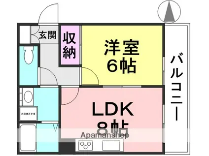 浜ハイツ(1LDK/2階)の間取り写真