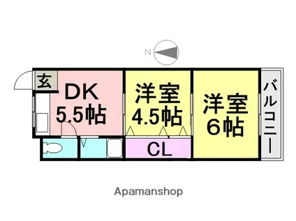 シャトルヨネ(2K/4階)の間取り写真