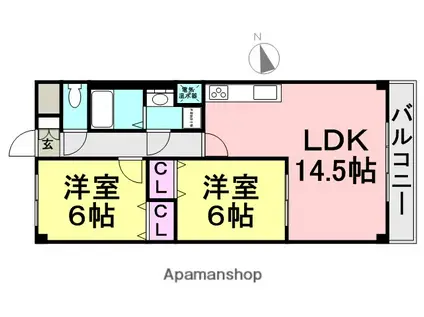 WIZ PLAISIR 若王寺(2LDK/1階)の間取り写真