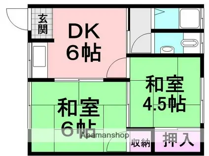 西中コーポ(2DK/2階)の間取り写真