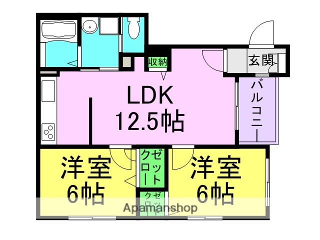 ベレオ甲子園口(2LDK/3階)の間取り写真
