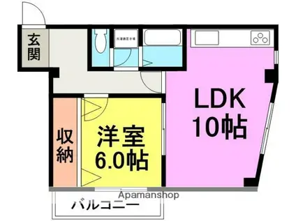 市隆ハイツ武庫之荘(1LDK/3階)の間取り写真