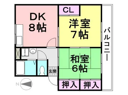シティハイム橋本第3AP(2DK/2階)の間取り写真