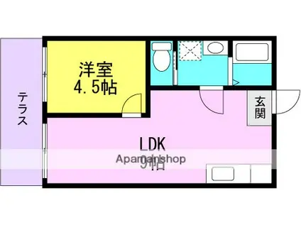 リバーハイツ西昆陽1(1LDK/1階)の間取り写真