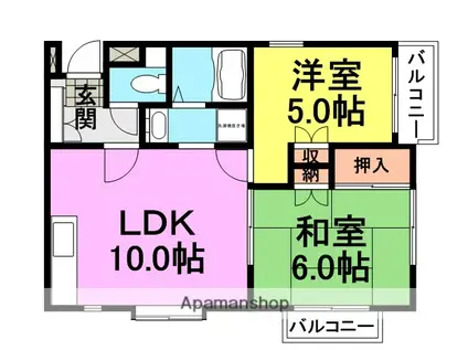 ラ・メゾン・クレール(2LDK/2階)の間取り写真