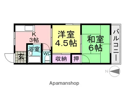 ハイツ英和(1DK/3階)の間取り写真