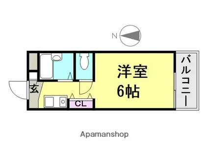 グランパレ塚口(1K/5階)の間取り写真