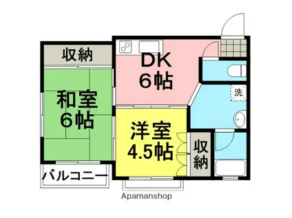 パオコート南台(2DK/2階)の間取り写真