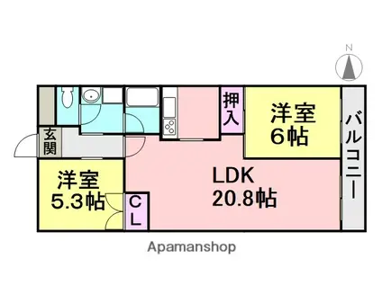 イプシロン(2LDK/3階)の間取り写真