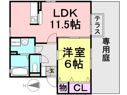 シャローム(1LDK/1階)の間取り写真