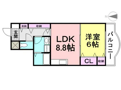 グランドムール杭瀬2(1LDK/6階)の間取り写真