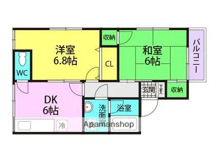 ウッディハイツ (2DK/2階)の間取り写真