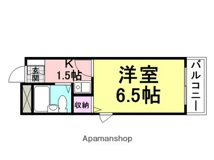 ライトハウス(1K/3階)の間取り写真