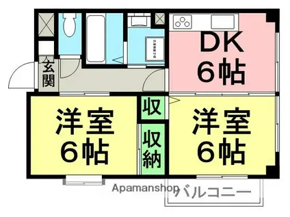 ブバリア園田(2DK/2階)の間取り写真