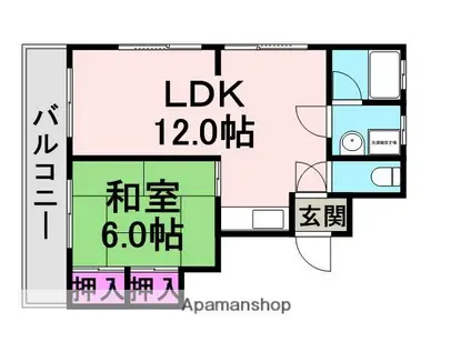 スカイハイツ潮江(1LDK/2階)の間取り写真