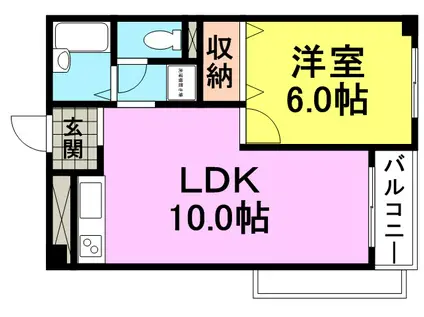 メゾンドゥフレール(1LDK/4階)の間取り写真