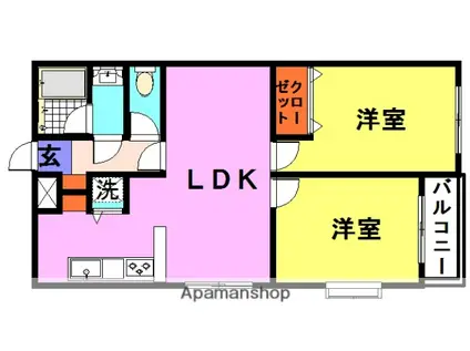 ベルトピア武庫之荘1(2LDK/1階)の間取り写真