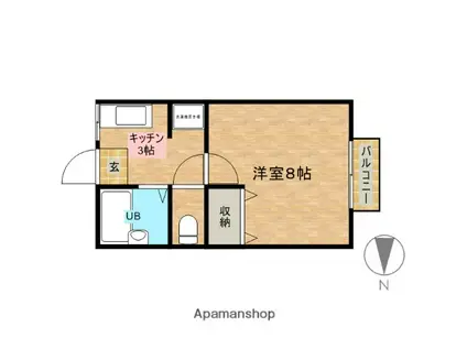 エフハイツ(1K/1階)の間取り写真