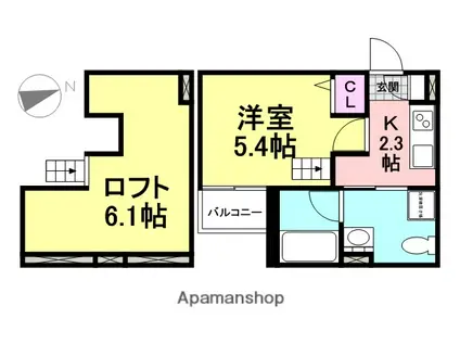 リアン瓦宮(1K/2階)の間取り写真