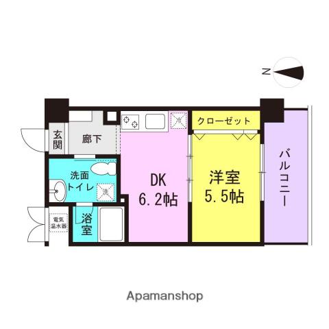 エクセラ塚口(1DK/4階)の間取り写真