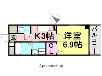 ラッフィナート フィオーレ(1K/2階)の間取り写真