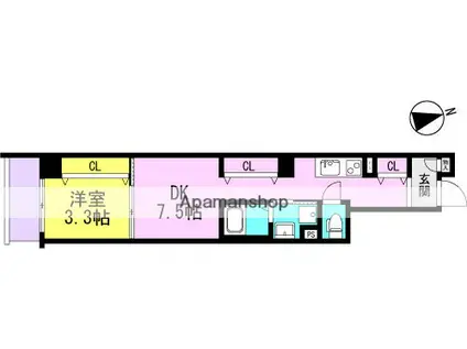 プリエール阪神尼崎(1LDK/8階)の間取り写真