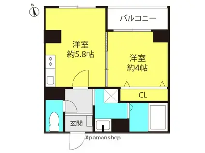 プリエール阪神尼崎(1DK/10階)の間取り写真