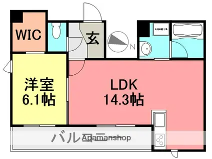 SHAMAISON CITRUS(1LDK/1階)の間取り写真