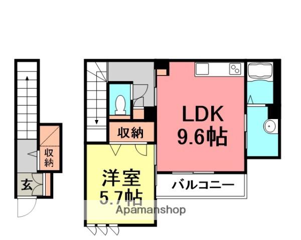 OUEST RIVIERE(1LDK/2階)の間取り写真