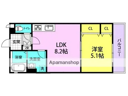 クリエオーレ神田中通3(1LDK/3階)の間取り写真