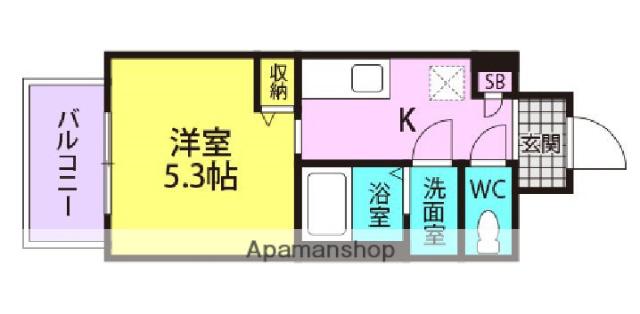 フォーリアライズ昭和南通1(1K/2階)の間取り写真
