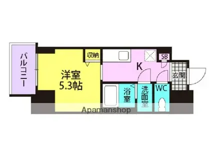 フォーリアライズ昭和南通1(1K/6階)の間取り写真