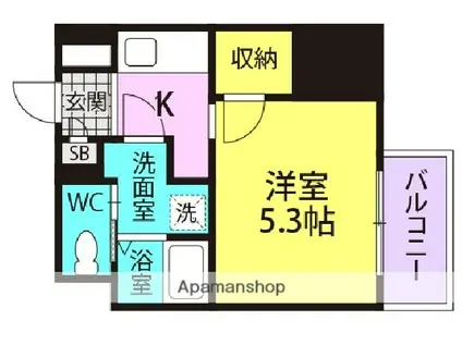 フォーリアライズ昭和南通1(1K/6階)の間取り写真