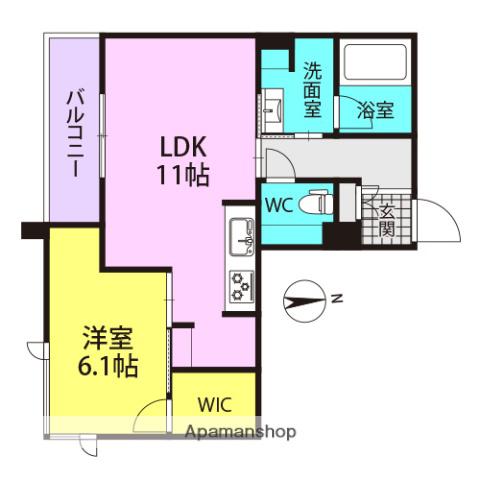 ARVITA塚口(1LDK/2階)の間取り写真