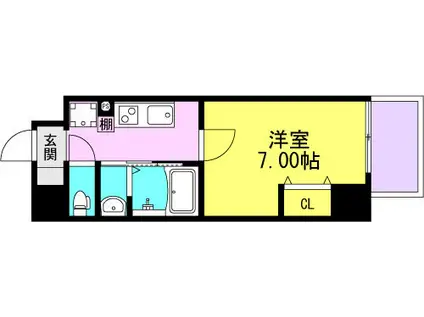 千葉・立花(1K/3階)の間取り写真