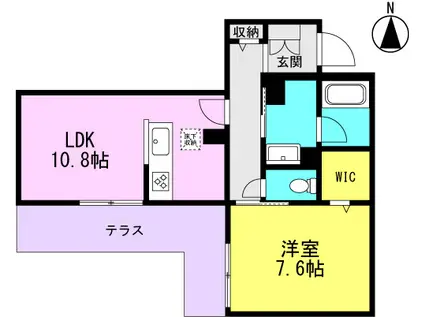 シャーメゾンガーデンズ 福(1LDK/1階)の間取り写真
